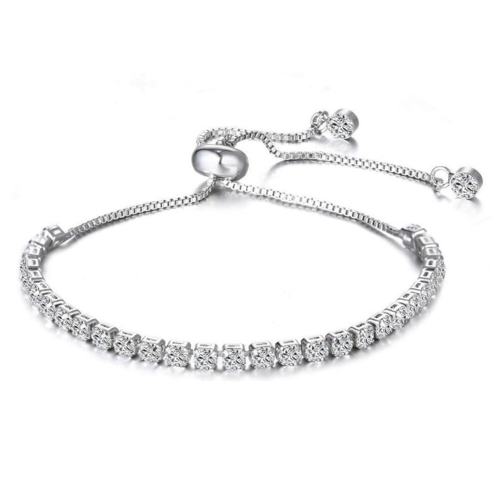 Swarovski Elements Crystal Silver tone Tennis Slider Bracelet